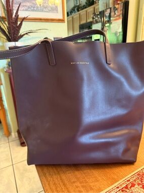 WANT Les Essentiels Chocolate Brown Leather Tote with Gold Logo